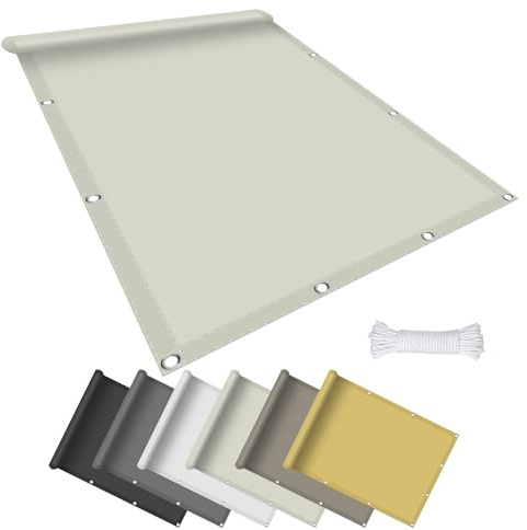 Tenda Parasole Vela Ombreggiante 160 x 180 cm Tende Parasole Rettangolare, Impermeabile Rettangolare con Occhielli, Protección Rayos UV 98%, per Giardino Terrazzo e Campeggio, Avorio