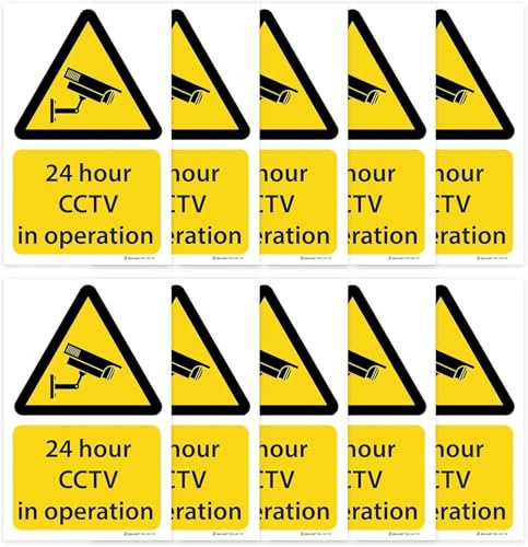 RDLCAR CCTV Sign - Durable and Visible CCTV in Operation Sign - Pack of 10 Essential CCTV Signs - Self Adhesive 90 x 140 Security Measure CCTV Signage Perfect for Outdoor Usage