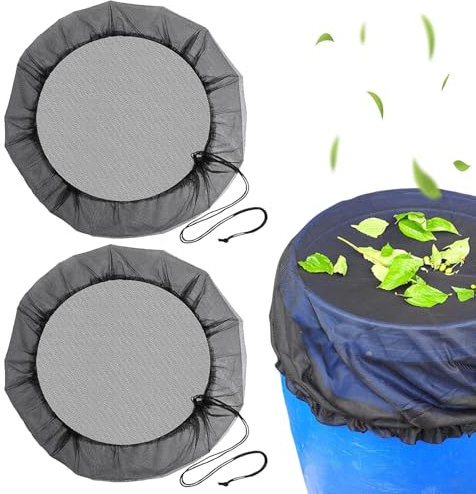 Rete per Barile Della Pioggia, 2 Pezzi Regolabile Coperture In Rete Per Botti Di Pioggia, 80 CM Rete per Serbatoi d'Acqua con Cordicella di Trazione, impedisce la copertura per zanzare, foglie