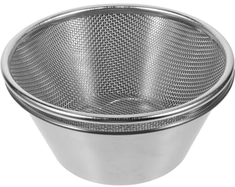 PRETYZOOM Edelstahl Siebkorb Mit Schüssel Reissieb Und Obstsieb Für Reis Waschen Obst Und Gemüse Reinigen Lebensmittelsieb Mit Becken 14.00 X 14.00 X 6.30 cm