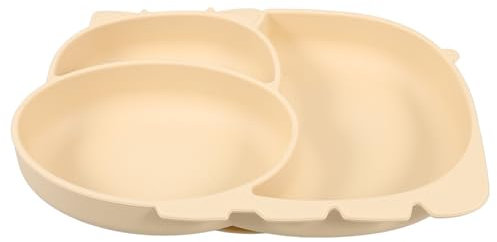 VICASKY Schüssel Kinder Schüssel Baby Silikon-teller Für Kleinkinder Geteilte Saugplatten Für Led-entwöhnungszubehör Mikrowellen- Und Spülmaschinenfest Beige