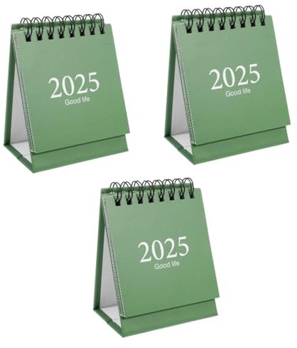 ROMISBABA Tischkalender Klein 3st Tischkalender 2025 Dekorativer Bürokalender Klappkalender Für Den Schreibtisch Schülerkalender Schreibtischkalender Kleine Tischkalender Standkalender Papier Green
