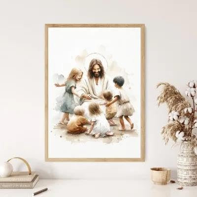 Yocheng Paraboles de Jésus Affiche Croyants Chrétiens Aquarelle Peinture Impression Sur Toile Porche Maison Mur Art Décoration Peinture Suspendue 40x50cm sans cadre