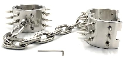 ZTHBYSB Schwere Edelstahl Fußschellen 6cm Hoch, Abschließbare Knöchel Manschetten Legcuffs mit Kette, BDSM Bondage Fußfesseln Fetisch Rollenspiel Sexspielzeug für Paare Männer Frauen,Silber,Frauen