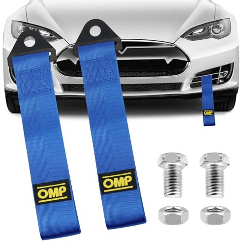 2 Pezzi Universale Trailer Corda, Cinghia di Traino da Corsa Ad Alta Resistenza, Corda per Rimorchio in Nylon, per Paraurti Posteriore Anteriore—Blu