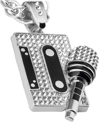 ANDRESLAD Set Di Accessori Collana Con Microfono in Stile Cassetta Per Uomo E Donna