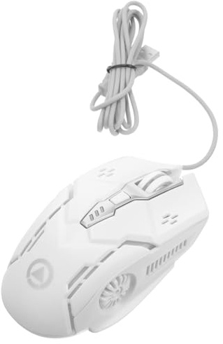 HOMSFOU Souris USB Gaming Silencieuse 6 Boutons, Plastique Blanc, LED | Dpi 1200 à 3200, Câble 1, 42m ±0, 3, Boutons Programmables pour Usage Ordinateur