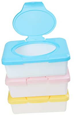PRETYZOOM 3pièces Boîte Distributrice Lingettes Boîte De Rangement Étanche PP Support Pratique avec Couvercle Anti-séchage Portable pour Maison Et Voyage