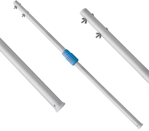Pértiga Telescópica Piscina 2 Tramos 1,2 a 2,4m Keeper. Mango Aluminio con Clip y Palomilla. Rosca Exterior para Limpieza Piscinas, Redes, Cepillos, Aspiradores