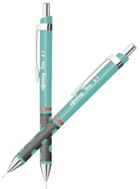 rOtring Tikky Pastell-Druckbleistifte, HB 0,7 mm, Meeresblau, mit Komfort-Gummigriffen, 2 Stück
