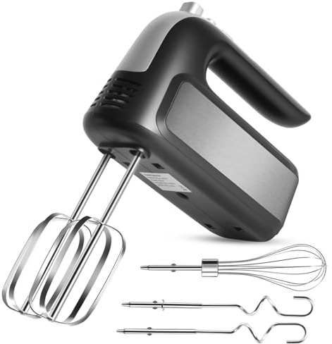 5-Speed 400W Hand Mixer Electric Handheld - Ultra-Powerful Handheld Mixer with Turbo Function & Eject Button, 5 Stainless Steel Attachments for Dough, Cream, Batter, Eggs & Baking