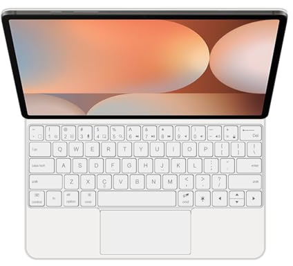 GUPENAA Custodia con Tastiera per Samsung Galaxy Tab S9 Ultra 14.6'' 2023, Supporto a Sbalzo Fluttuante Magic, Retroilluminazione A 7 Colori, Trackpad Integrato,Bianca,English