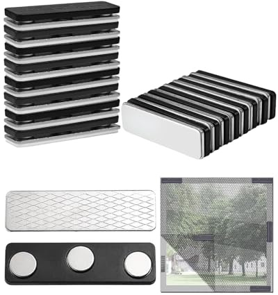 HUVZOR 16 pares de clips magnéticos para mosquiteros de ventana, imanes fuertes para mosquiteros para fijar etiquetas de nombre de mosquiteros, etiquetas de nombre magnéticas（Negro）