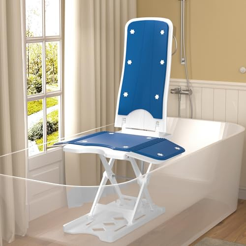 Chaise De Bain Pour Faciliter La Toilette,Élévateur De Baignoire,Élévateur De Sol,Chaise Élévatrice De Bain Inclinable Et Légère,Avec Panneaux Amovibles,Supporte Jusqu'à 150 Kg blue,63.5*40.6*47cm