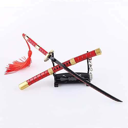 Miniatur Schwert Brieföffner - Zinklegierung Katana Schlüsselanhänger mit Scheide und Ständer - Perfektes Anime Geschenk für Fans & Sammler
