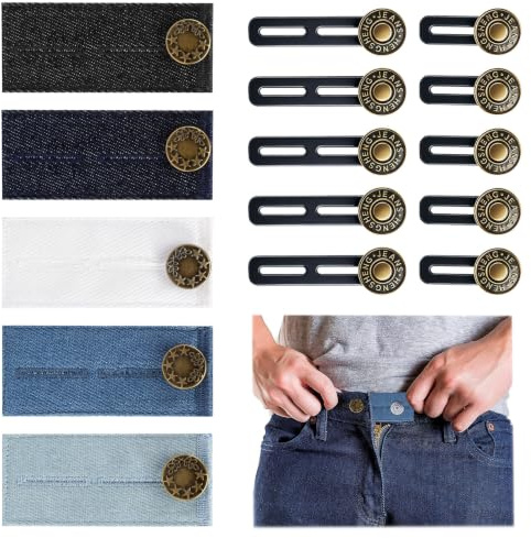 15 Stück Hosenbunderweiterung Damen Herren mit Drei Stile, Verstellbarer Hosenknopf Verlängerung, Knopfverlängerung für Hosen Jeans, Hosen, Schwangerschaft, Hosenbund Enger Machen Clip (15 Stück)