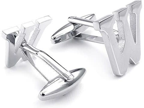 HONEY BEAR Manschettknappar initial alfabet bokstav för män bröllop formella affärer silver/svart, CF1181WSX, Koppar, Ingen ädelsten