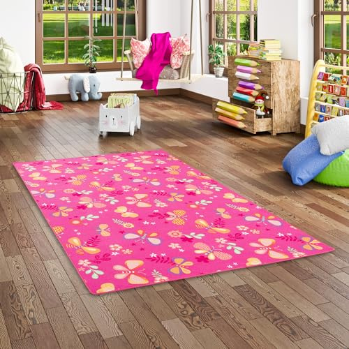 Snapstyle Kinder Spiel Teppich Schmetterling Pink in 24 Größen