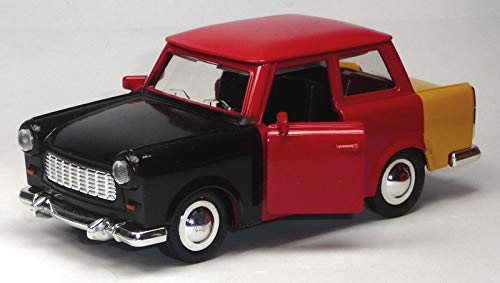 ES Modellauto Trabant 601 Schwarz-Rot-Gelb, 1:30, 12,5 cm, Metall mit Kunststoff, 1 Stück