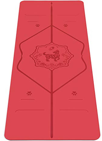 Liforme Esterilla de Yoga Edición Animales - Mejor Estera De Yoga del Mundo con Sistema De Alineación Patentado - Yoga Mat Ecológica y Completamente Antideslizante - Edición Especial Animales - Rojo