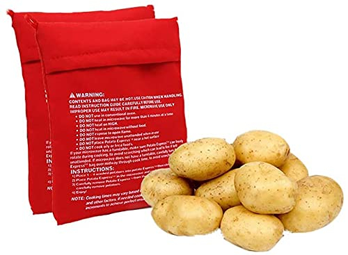Borsa per Patate Microonde,2 PCS Microonde Patata Fornello Borsa Sacco Cuoci Patate Lavable y Reutilizable Bolsa para Cocinar Papas al Horno Solo en 4 Minutos