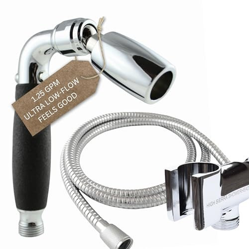 High Sierra Showerheads® - Handbrause für Wohnmobile mit Schlauch und Ein-/Ausschalter (Sanitär-Code konform) – massives Metall – inklusive 182,9 cm Metallschlauch mit Silikon-Innenschlauch und