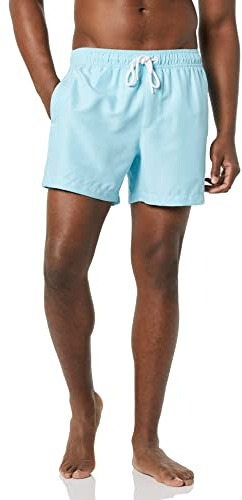 Amazon Essentials herr Badshorts med Nätinnerbyxa, 13cm Benlängd, Perfekta för Simning och Strand, Ljusblå, 36
