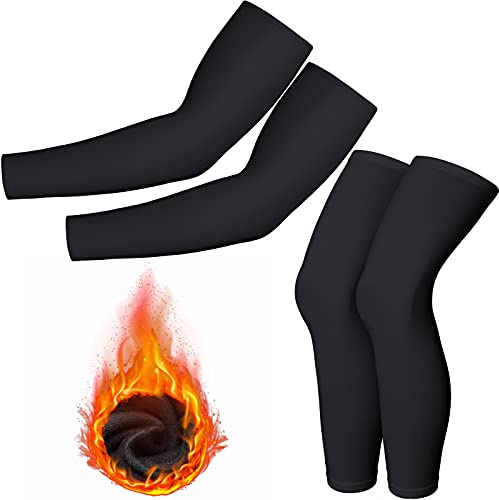 Boyiee 4 Pcs Thermal Arm and Leg Warmers Set for Men Women, X-Large