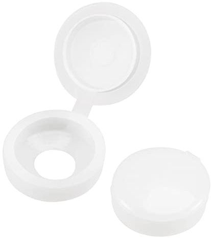 sourcing map Plastic Hinged Screw Cover Caps 5mm Hole Fold Snap Washer, White Pack of 10