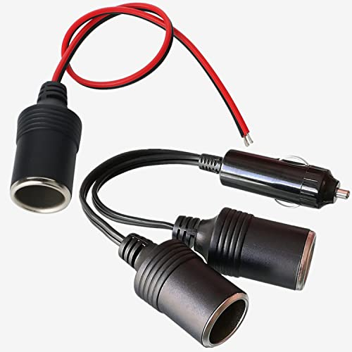 GTIWUNG Toma de Encendedor de Cigarrillos de Coche, Mechero Hembra para Cargador de Coche Potencia,12V/24V Enchufe Adaptador de Conector + Cable de Extensión para Mechero de Coche Macho a Hembra