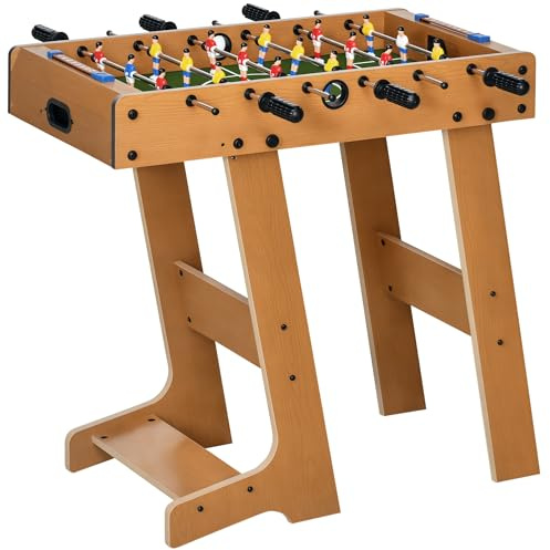 HOMCOM Calcio Balilla Pieghevole Compatto in Legno con 6 Aste 69x37x70cm