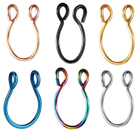 BCughia Nasenpiercing Ring, Septum Piercing Aesthetic 6 Stück 0.8mm Stabstärke Bunt Edelstahl Einfache U Form 10mm Piercing Abschluss Geschenk für Frauen