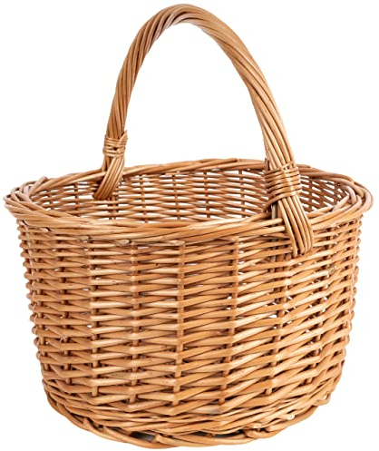 Creative Home Weidenkorb mit Henkel | 35 x 35 x 36 cm (+/- 2 cm) Groß und Leicht | Handgeflochten, Einkaufskorb, Präsentkorb, Obstkorb, Picknickkorb | Naturbraune Farbe