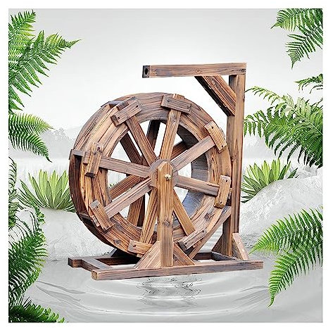 Fontana della ruota idraulica in legno Fontana decorativa dello stagno autoportante Pompa dell'acqua Balcone interno Vintage Balcone interno esterno Fontana ornamentale a cascata ( Size : Diameter 30c