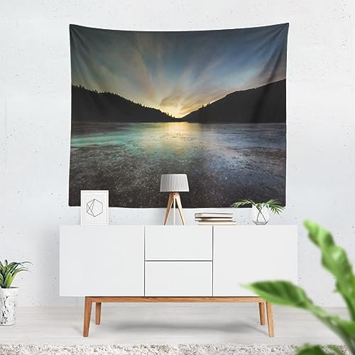 CEVAN Tapisserie Murales Papier Peint 3D Chambre Décoration Murale Tenture Lever Du Soleil Tapisserie Murale Tissu Anime Tenture Rideau Jaune Décoration Murale Tissu Imprimé 300x250 cm