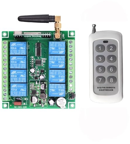8 canales, 12 V, 24 V, 36 V CC, mando a distancia inalámbrico, alta potencia, grado industrial, mando a distancia inalámbrico, código de aprendizaje, interruptor de mando a distancia de 8 botones