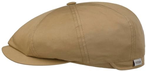 Stetson Hatteras Hertford Flatcap Unifarbene Schirmmütze 100% Baumwolle Doppelrand Made in Italy Herren Frühjahr Sommer Khaki S (54-55 cm)