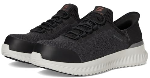 Skechers Men's Tilido - Troxin ESD Composite Toe Bungee Slip-On Work Shoes, Black/Grey, 11