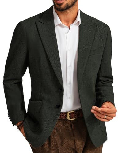 PJ PAUL JONES Sakko - Blazer da uomo, sportivo, Regular Fit, in lana tweed, stile British, moderno, giacca da uomo, verde scuro, S