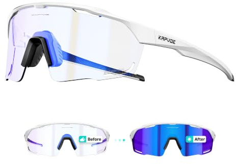 KAPVOE Occhiali da bicicletta fotocromatici, occhiali da sole sportivi, occhiali da sole per mountain bike, occhiali da sole sportivi, per uomini e donne, trasparenti, per mountain bike, bici da