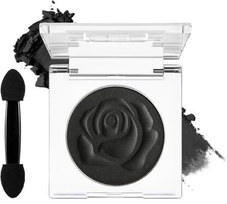 Ombre à paupières smoky noire unique de DE'LANCI, ombre à paupières mat noire gothique hautement pigmentée, à longue tenue, lisse, pour maquillage de fête d'Halloween et maquillage gothique,Vegan#01