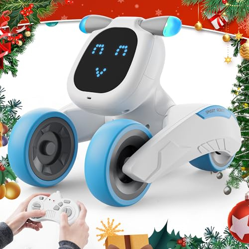 Dnenellr Robot Giocattolo Bambini, Robot Telecomandato per Bambini, Programmabile, Controllo Vocale (solo in inglese), Occhi LED, Interattivo Intelligente, Regalo per Bimbi 3 4 5 6 7 8 9 10 11 12 Anni