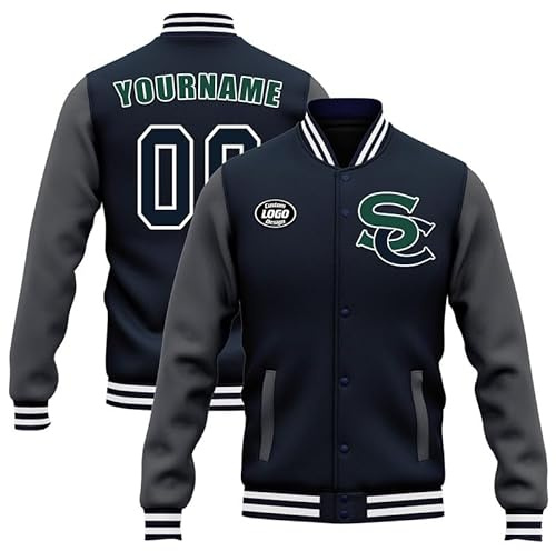 AWSOLE Custom Varsity Jackets Personalized Letterman Jacket with Your Name Fashion High School College Fashion Outerwear