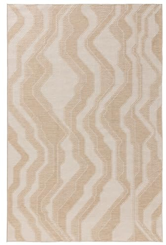 benuta Alfombra Nest Bronco – Crema 160 x 230 cm – Fibra sintética – Adecuada para exteriores – Rectangular & en estilo: Geométrica, Minimalista – Fácil de limpiar para salón dormitorio