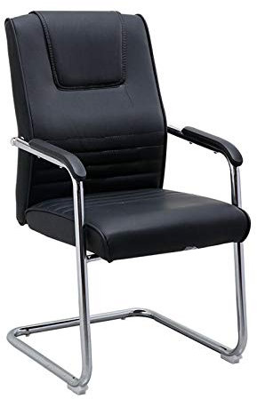 OWOHYG Computerstuhl, ergonomischer Schreibtischstuhl, schwarzer Bürostuhl, robuster Gästestuhl, Leder-Chefsessel mit Schlittenfuß für Büro und Homeoffice-Stuhl, stabilisierend