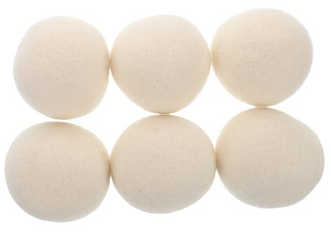 White Wool Dryer Balls 6 Pack Antistatic Reusable Laundry Sphere Set | Gentle Drying for Household Machines, Tangle-free Fabric Care, White Wool Construction, Six Pieces Included