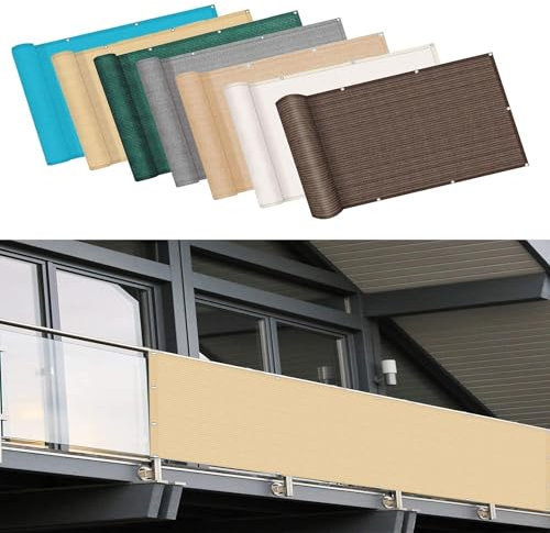 Robuster Gitterzaun für Balkon, 300 x 960 cm, Anti-Peeping, für den Außenbereich, mit UV-beständigem Schatten, Belüftung, sandgelb, Gartenzaun für ultimative Privatsphäre.