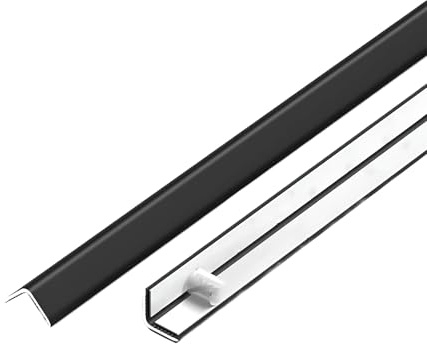 Coayuou Winkelprofil Aluminium 90cm* 3 Stück Eckleiste Selbstklebend Aluprofile Fliesenleisten Langlebig Leisten Für Treppenstufen Ideal Für Die Anwendung In Küche, Bad Und Flur(Schwarz,1 * 1cm)