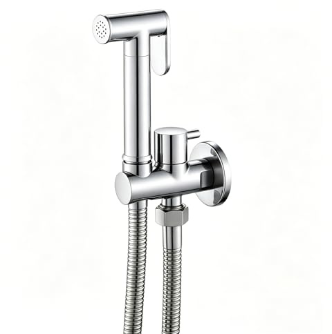 Kit Douchette wc, Pulvérisateur de Toilette pour Bidet Mural Laiton Douchette à Main Bidet Haute Pression Kit de Pulvérisateur de Bidet à Main pour l'hygiène Personnelle (Chrome)