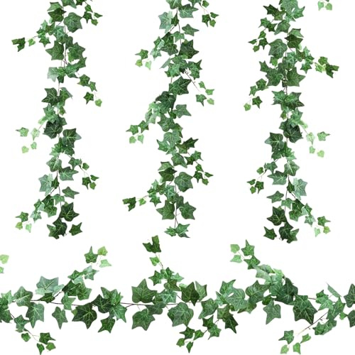 4 Pièces Lierre Artificiel Guirlandes de Lierre Artificiel Exterieur, 2M Faux Lierr Guirlande Liere Decoration, Guirlande Fleurs Artificielles, Vignes Faux Tombante Réalistes pour Décoration